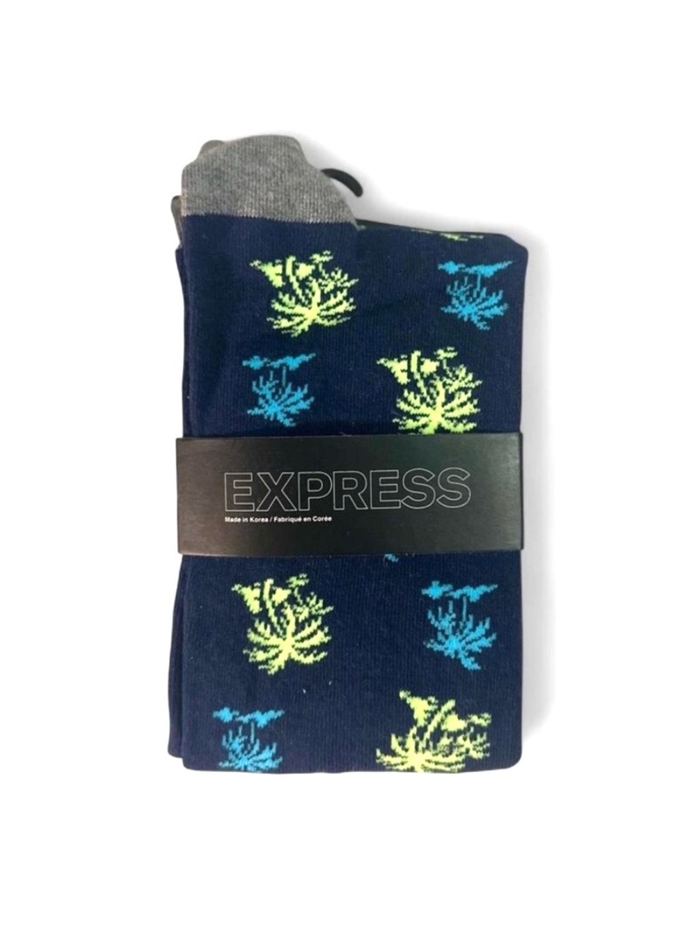🧦2 for $20🧦 NWT Palm Trees Navy and Neon Patterned Casual Socks Shoe Size 8-12